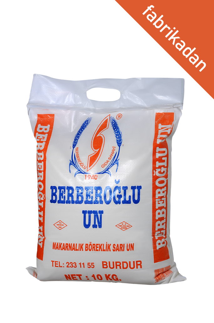 BERBEROĞLU Makarnalık,  Böreklik  Sarı Un 10 Kg (Polipropilen Çuval)