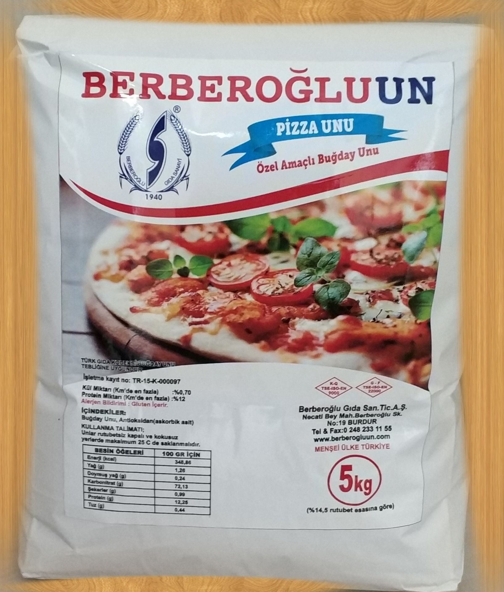 BERBEROĞLU Pizza Unu 5 Kg (Kraft Torba)